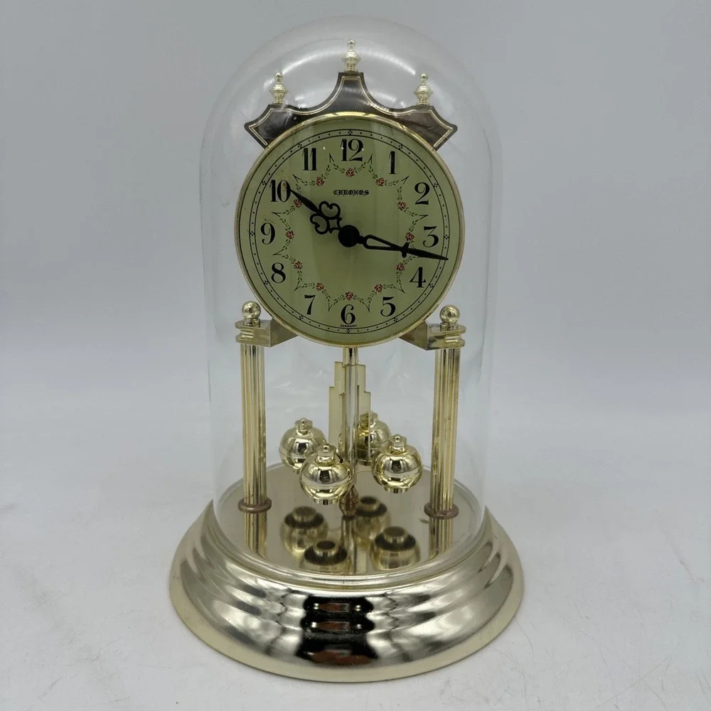 Vintage Chronos Mantel Dome Top Quartz Battery Operated Anniversary Clock EUC